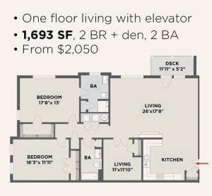 Northern Pass Luxury Living - 2 BR 2 BA + Den & Elevator Apartment Layout